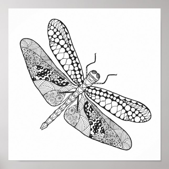 Dragonfly Zendoodle 2 Poster (Front)