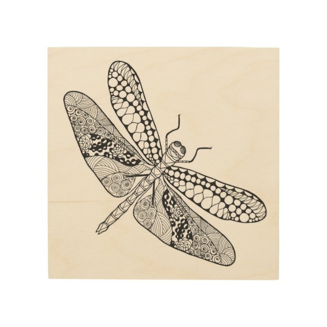 Dragonfly Zendoodle 5 Wood Wall Decor (Front)