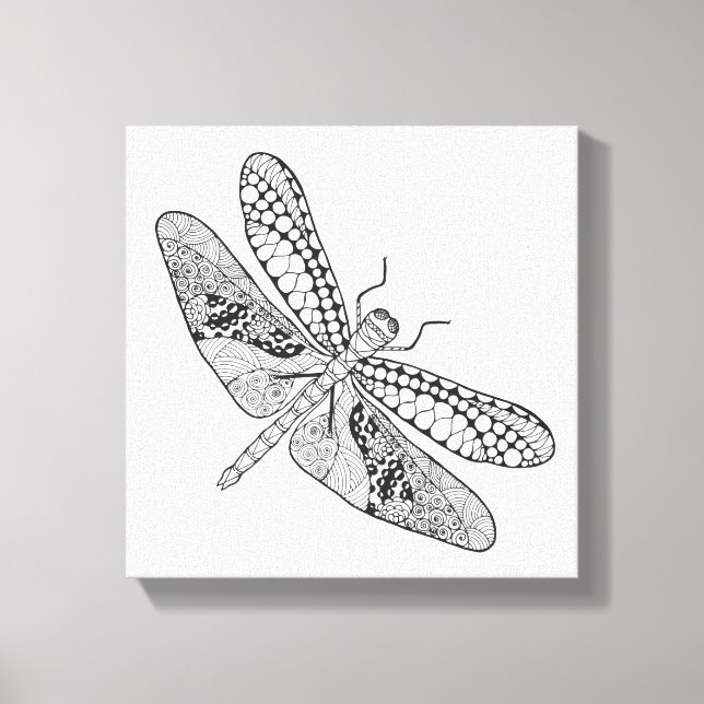 Dragonfly Zendoodle 6 Canvas Print (Front)