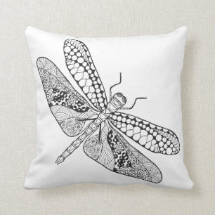 Dragonfly Zendoodle Throw Pillow