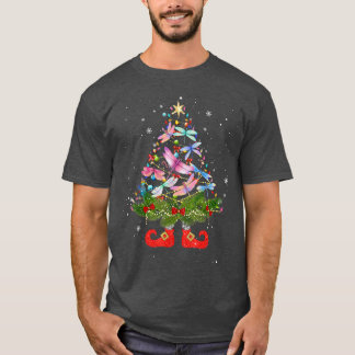 Dragonflys Christmas Tree Lights Funny Santa Hat L T-Shirt