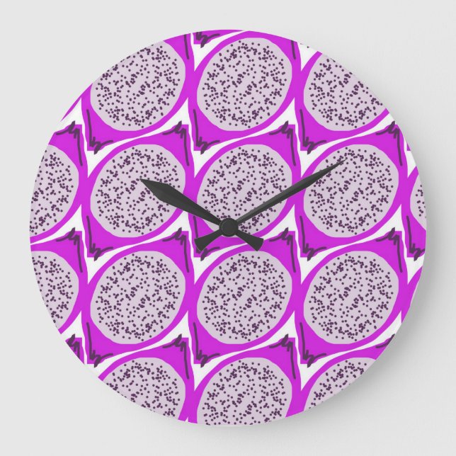 Dragonfruit Doodle Large Clock (Front)