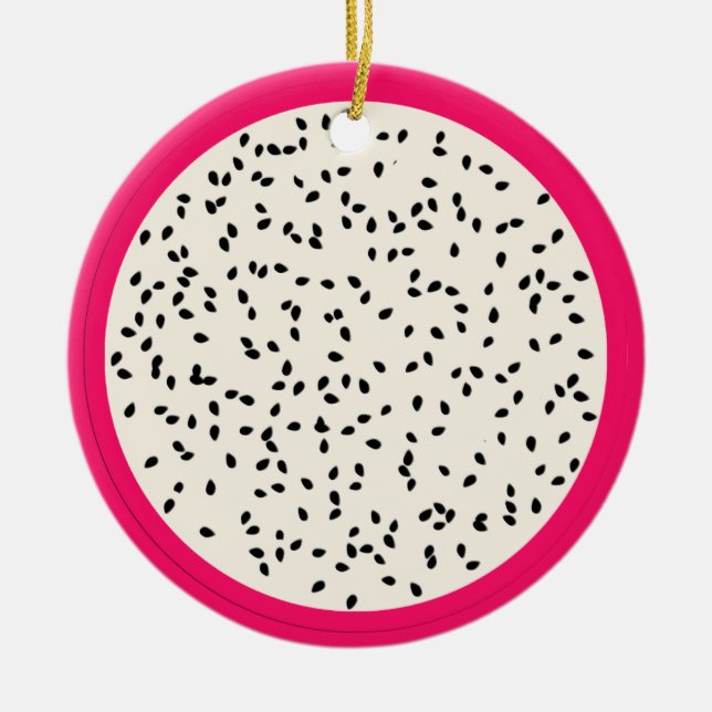 Dragonfruit / Dragon Fruit Stylized Fruit Slice Ceramic Ornament (Front)