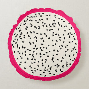 Dragonfruit / Dragon Fruit Stylized Fruit Slice Round Pillow