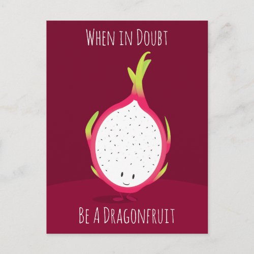 Dragonfruit Food Smiling Cartoon Character  Postcard