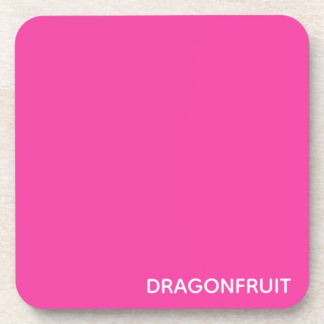 Dragonfruit pink color name beverage coaster (Front)