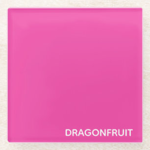 Dragonfruit pink color name glass coaster