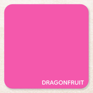 Dragonfruit pink color name square paper coaster