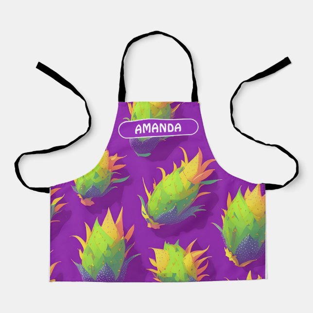 Dragonfruit Rainbow Colorful Personalized Pattern Apron (Front)