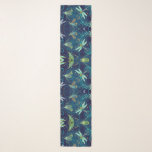 Dragongflies Teal Long Chiffon Scarf<br><div class="desc">Use your own text and photo for a custom design. Nice gift.</div>