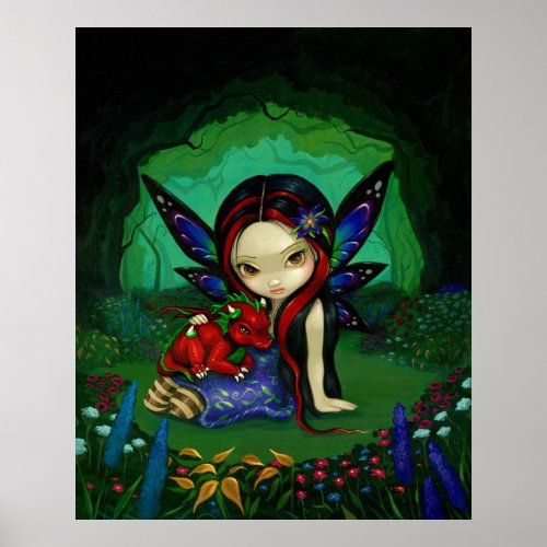 Dragonling Garden 1 fantasy dragon fairy Art Print