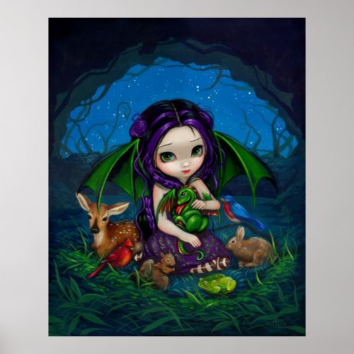Dragonling Garden 3 fantasy fairy dragon Art Print