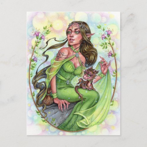Dragonling Postcard Elves Fairytale Fantasy