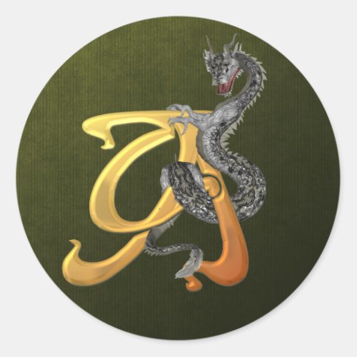 Dragonlore Initial A Classic Round Sticker