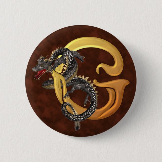 Dragonlore Initial G Pinback Button (Front)