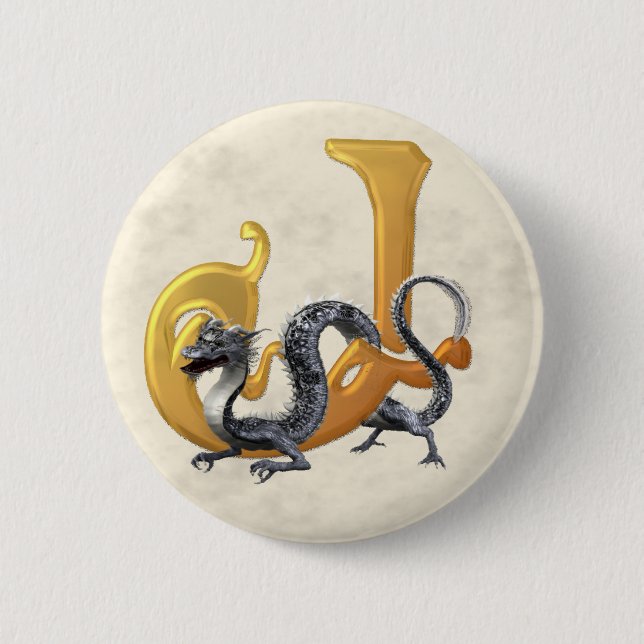 Dragonlore Initial J Pinback Button (Front)