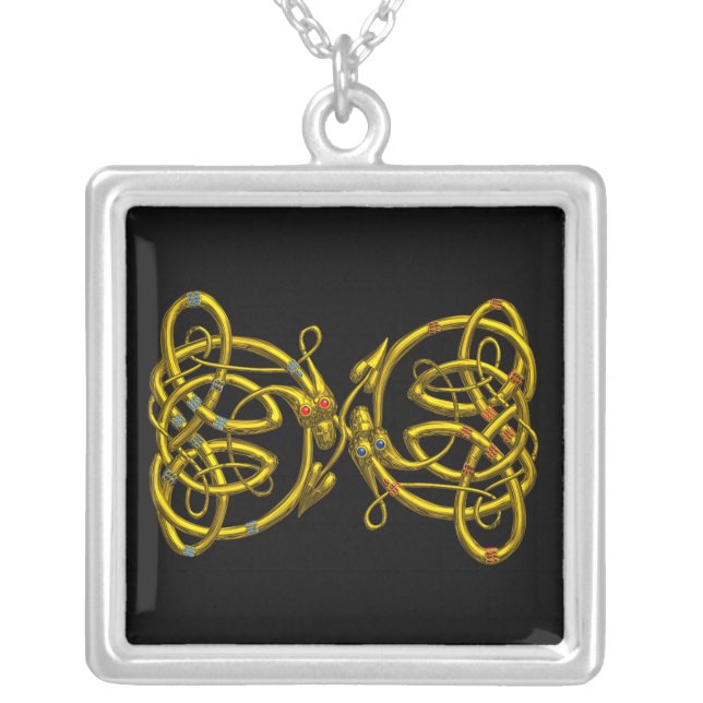 DRAGONLOVE ,Black Silver Plated Necklace (Front)