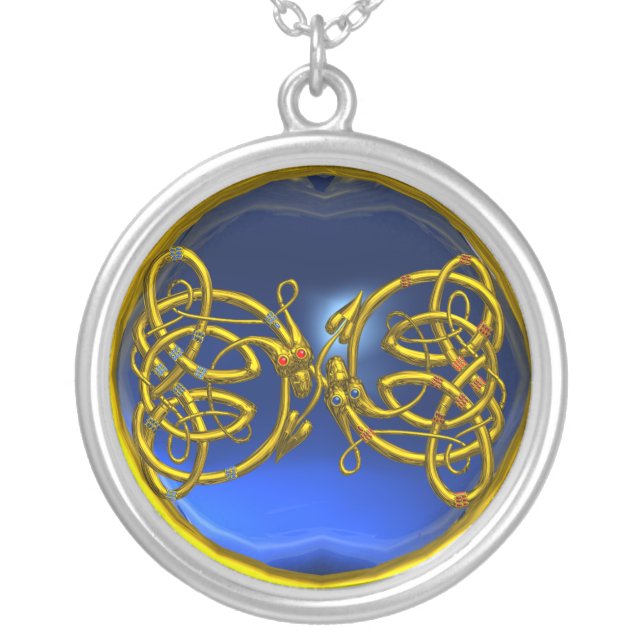 DRAGONLOVE , Blue Sapphire Silver Plated Necklace (Front)