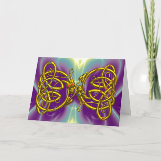 DRAGONLOVE /CELTIC KNOT DRAGONS Valentine's Day Holiday Card (Front)