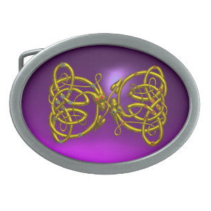 DRAGONLOVE , purple amethyst,gold Belt Buckle