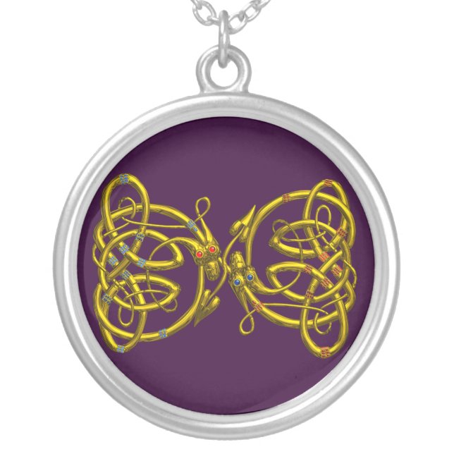 DRAGONLOVE ,Purple Silver Plated Necklace (Front)