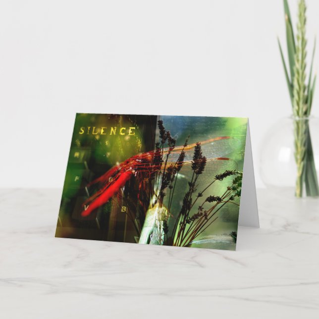 Dragonly lavender collage card (Front)