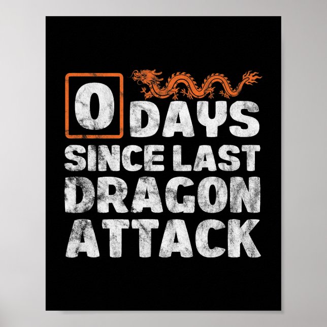 Dragons 0 Days Since Last Dragon Attack Distressed Poster (Front)