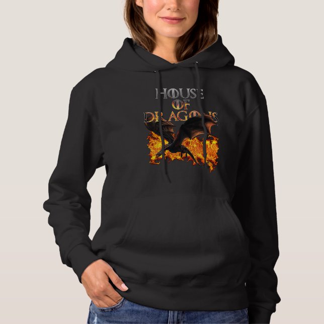 Dragons and Fire Cool Fantasy Hoodie (Front)