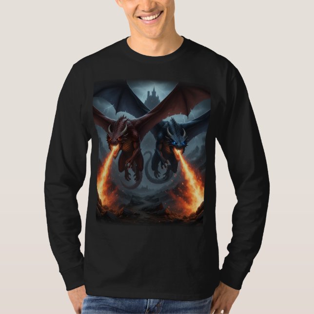 Dragons approaching Long Sleeve T-Shirt Halloween (Front)