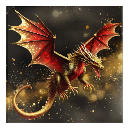 Dragons Are Real Red Gold ID1005 Acrylic Print