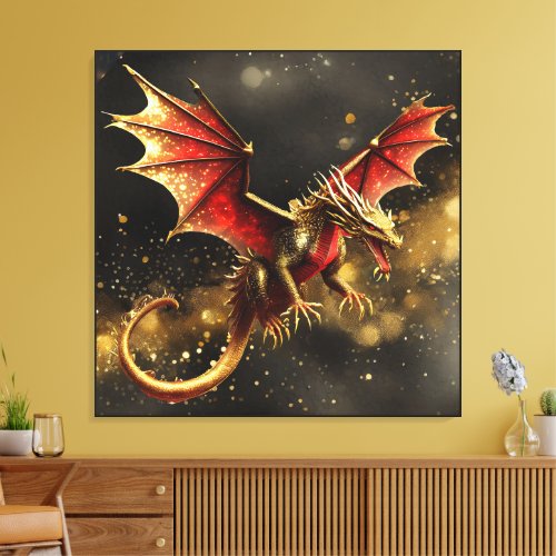 Dragons Are Real Red Gold ID1005 Canvas Print