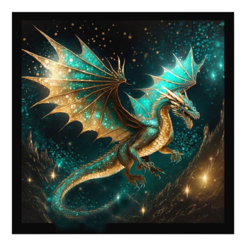 Dragons Are Real Teal Gold ID1005 Photo Print