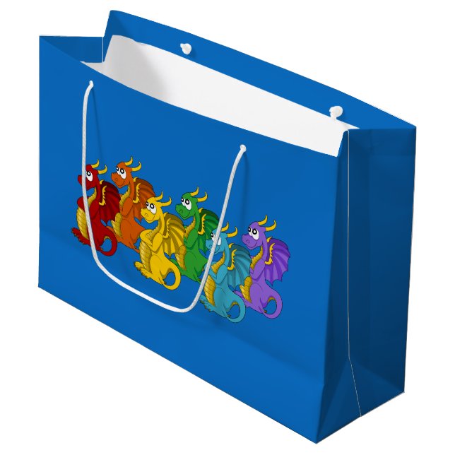Dragons cartoon large gift bag (Front Angled)