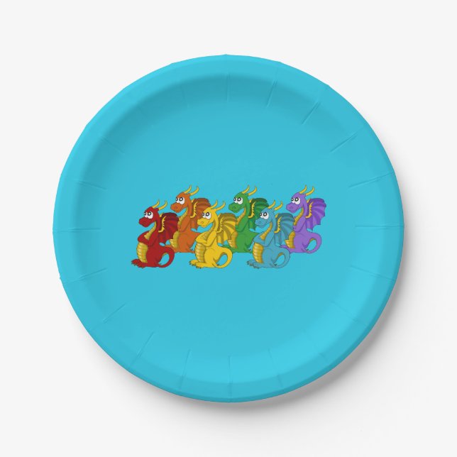 Dragons cartoon paper plates (Front)