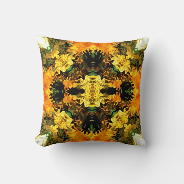 Dragons (colorful psychedelic abstract pattern) throw pillow (Front)