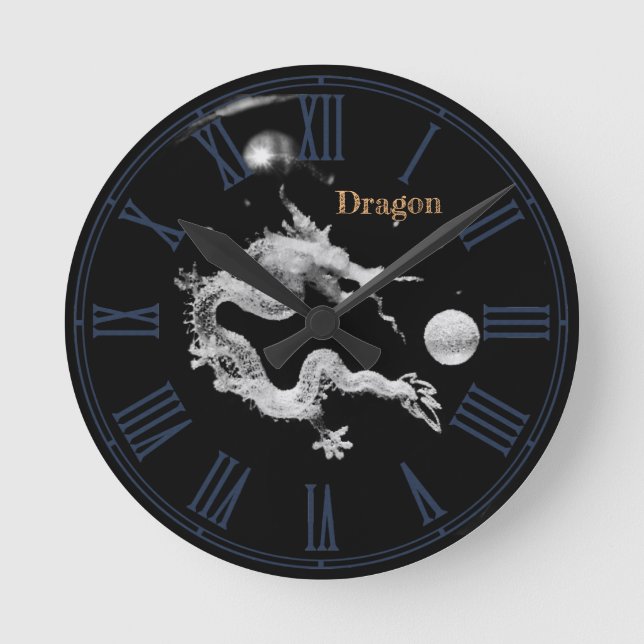 Dragons & Crystal Dragon Lore /Birth of the Dragon Round Clock (Front)