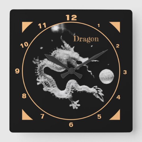 Dragons  Crystal Dragon Lore Birth of the Dragon Square Wall Clock