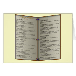 Dragon's Den Tavern Menu Cards