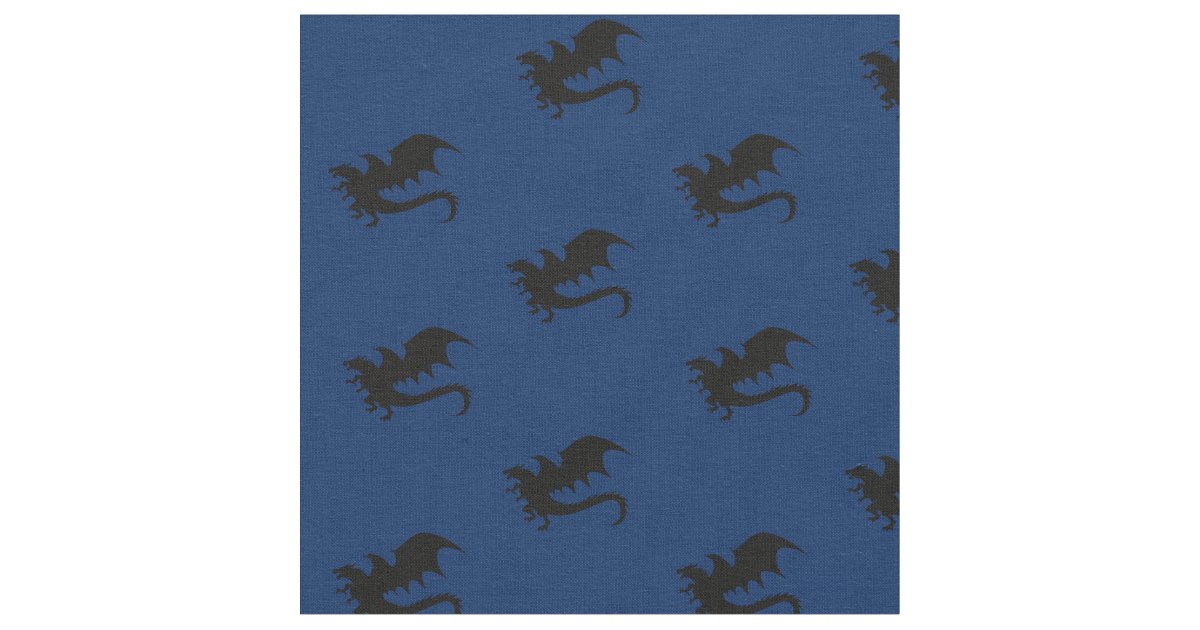 Dragons DND Silhouettes Blue Fabric | Zazzle