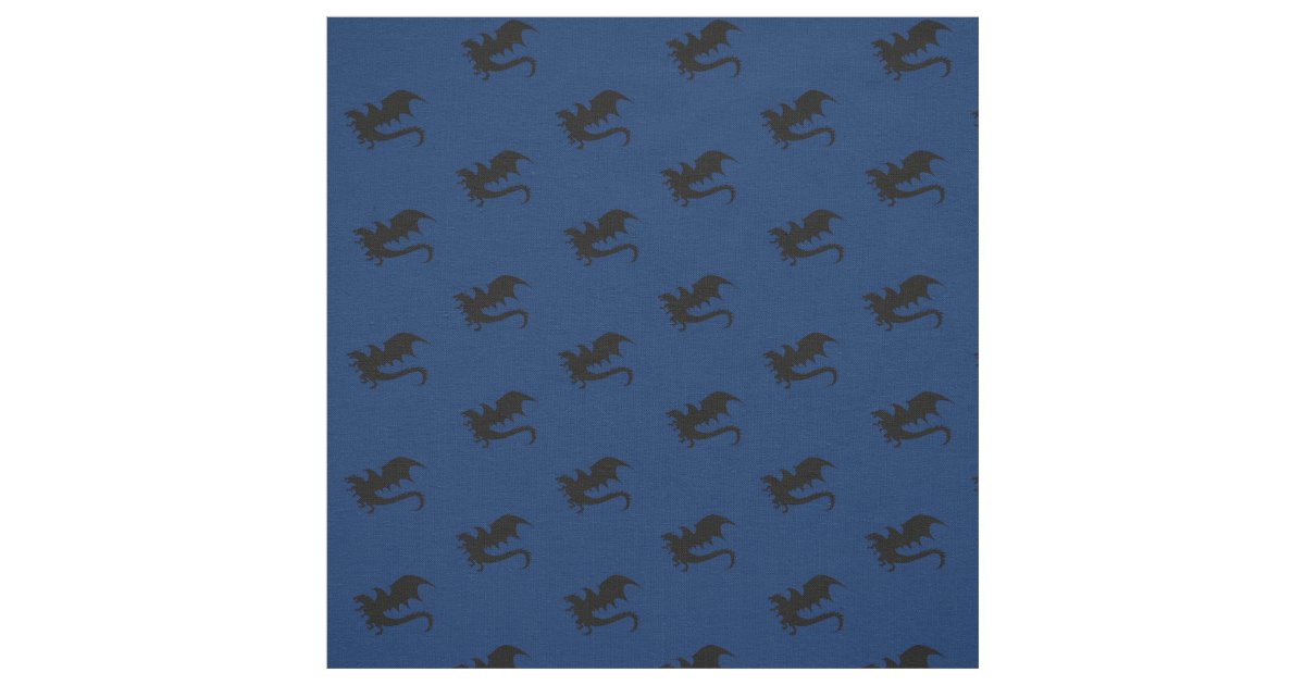 Dragons DND Silhouettes Blue Fabric | Zazzle