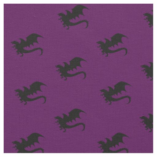 Dragons DND Silhouettes Purple Fabric