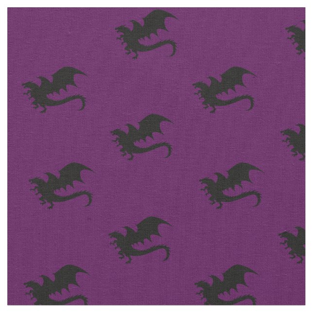 Dragons DND Silhouettes Purple Fabric (Close Up)