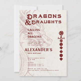 Dragons & Draughts Epic Celtic RPG Gamer Birthday Invitation
