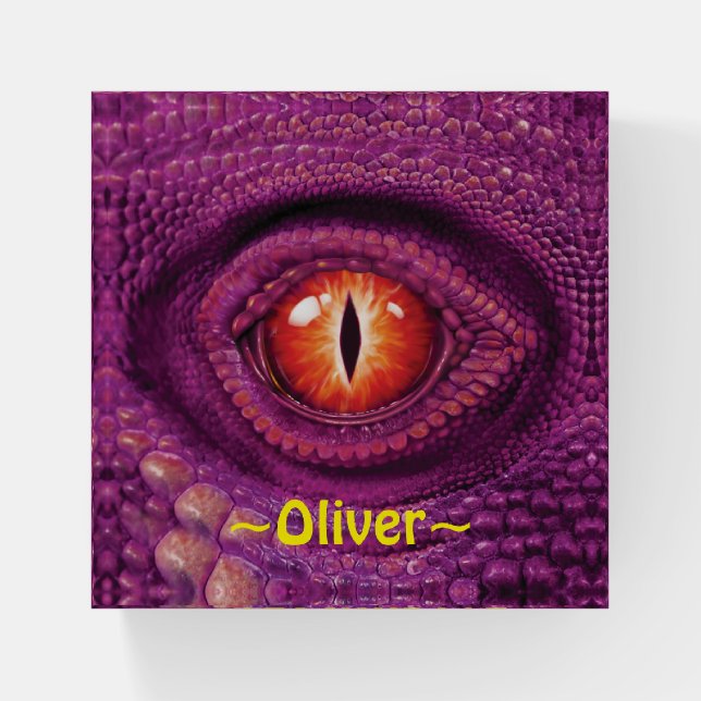 Dragon's eye glass block paperweight customizable (Front)