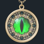 Dragon's Eye Gold Plated Necklace<br><div class="desc">A mysterious and spooky emerald eye, belonging to your neighborhood dragon perhaps</div>