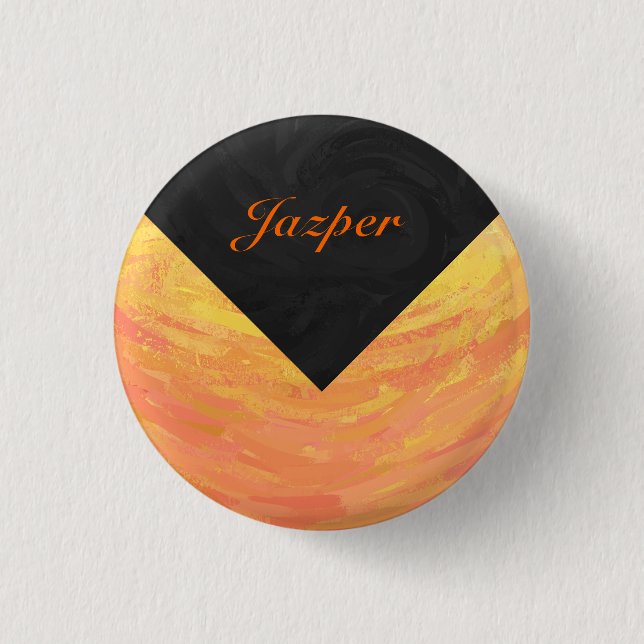Dragons Eye Orange and Black Monogram Button (Front)