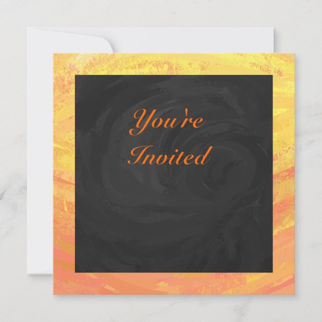 Dragons Eye Orange and Black Monogram Invitation (Front)