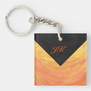 Dragons Eye Orange and Black Monogram Keychain