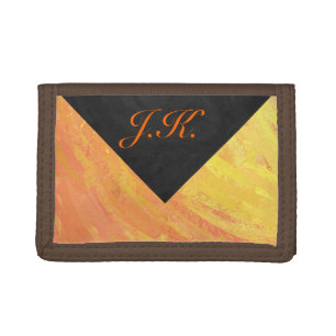 Dragons Eye Orange and Black Monogram Trifold Wallet