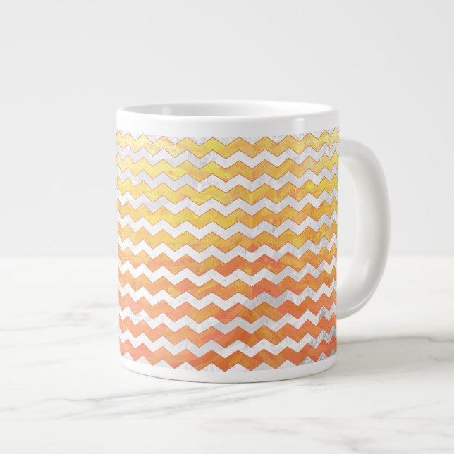 Dragons Eye Orange Chevron Pattern Giant Coffee Mug (Front Right)